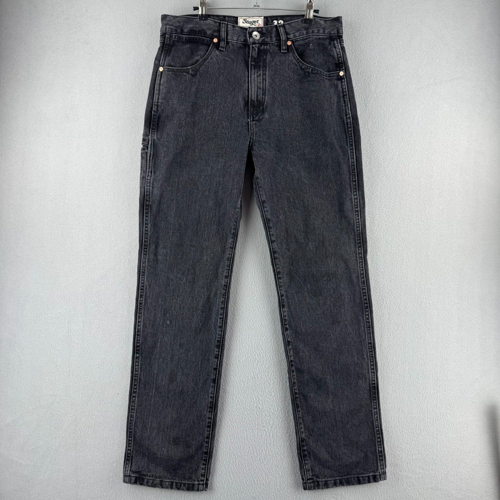 Seager Co Autrey Jeans Mens 32x31 Black Straight Leg Carpenter Work